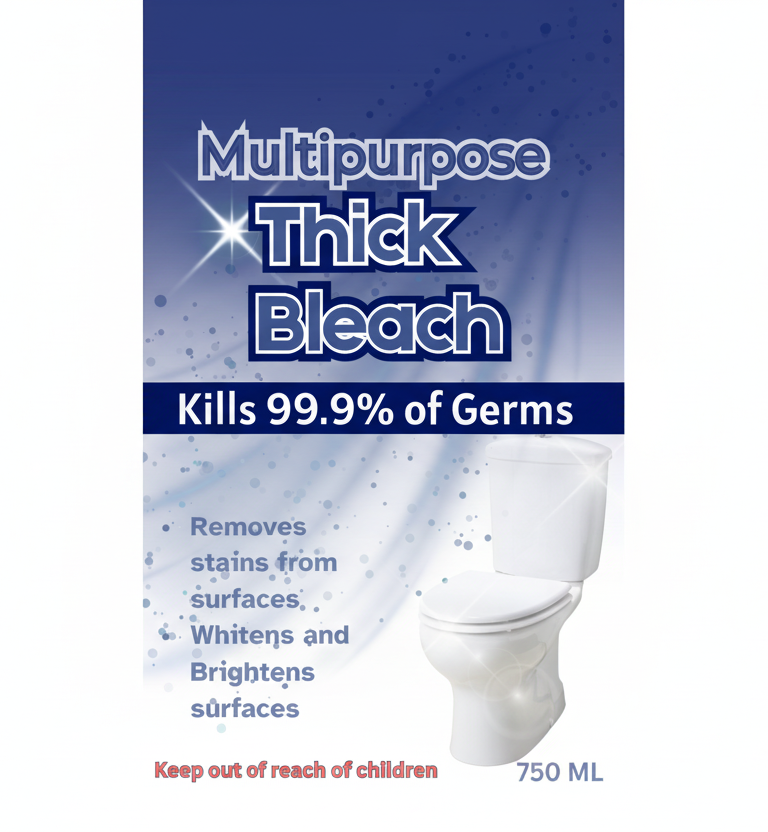 Thick Bleach Printed Label (750ml ) – Classic Design