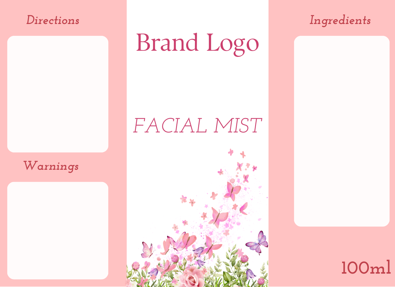 Facial Mist Printed Labels