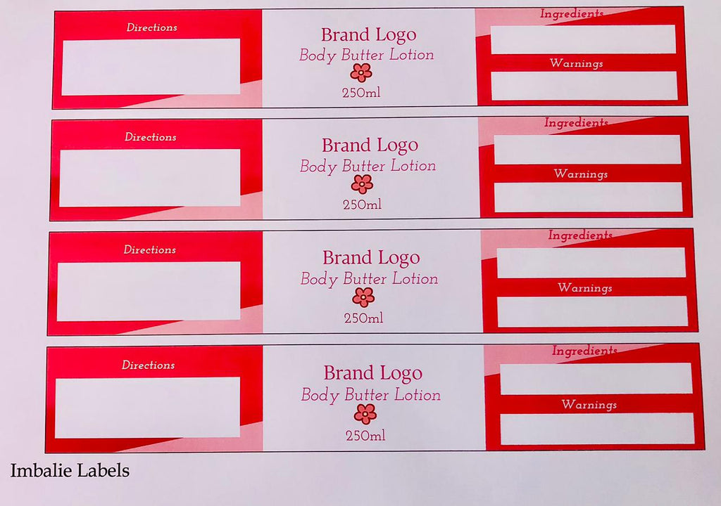 Body Lotion Printed Labels