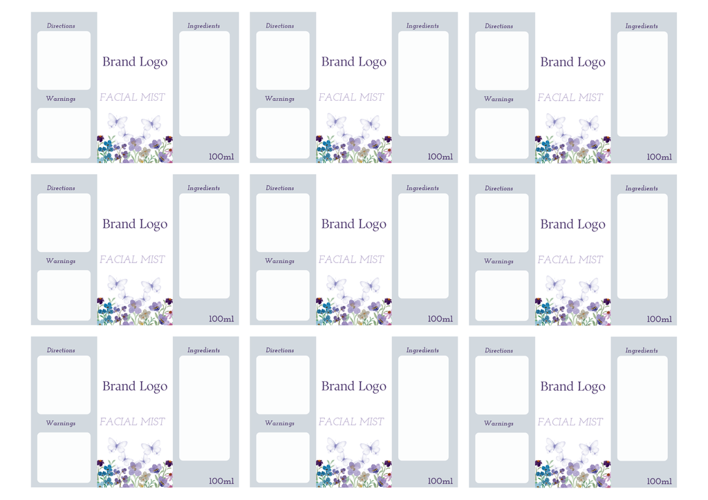 Facial Mist Printed Labels