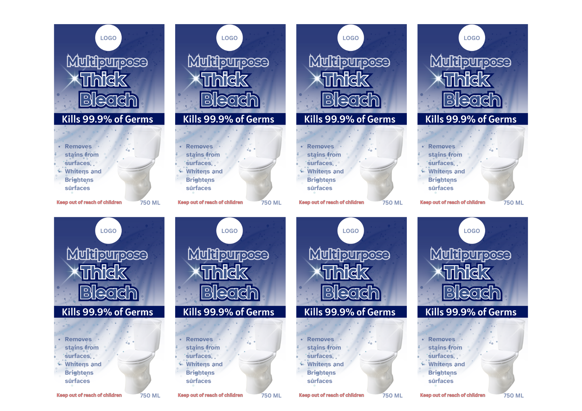 Thick Bleach Printed Label (750ml ) – Classic Design