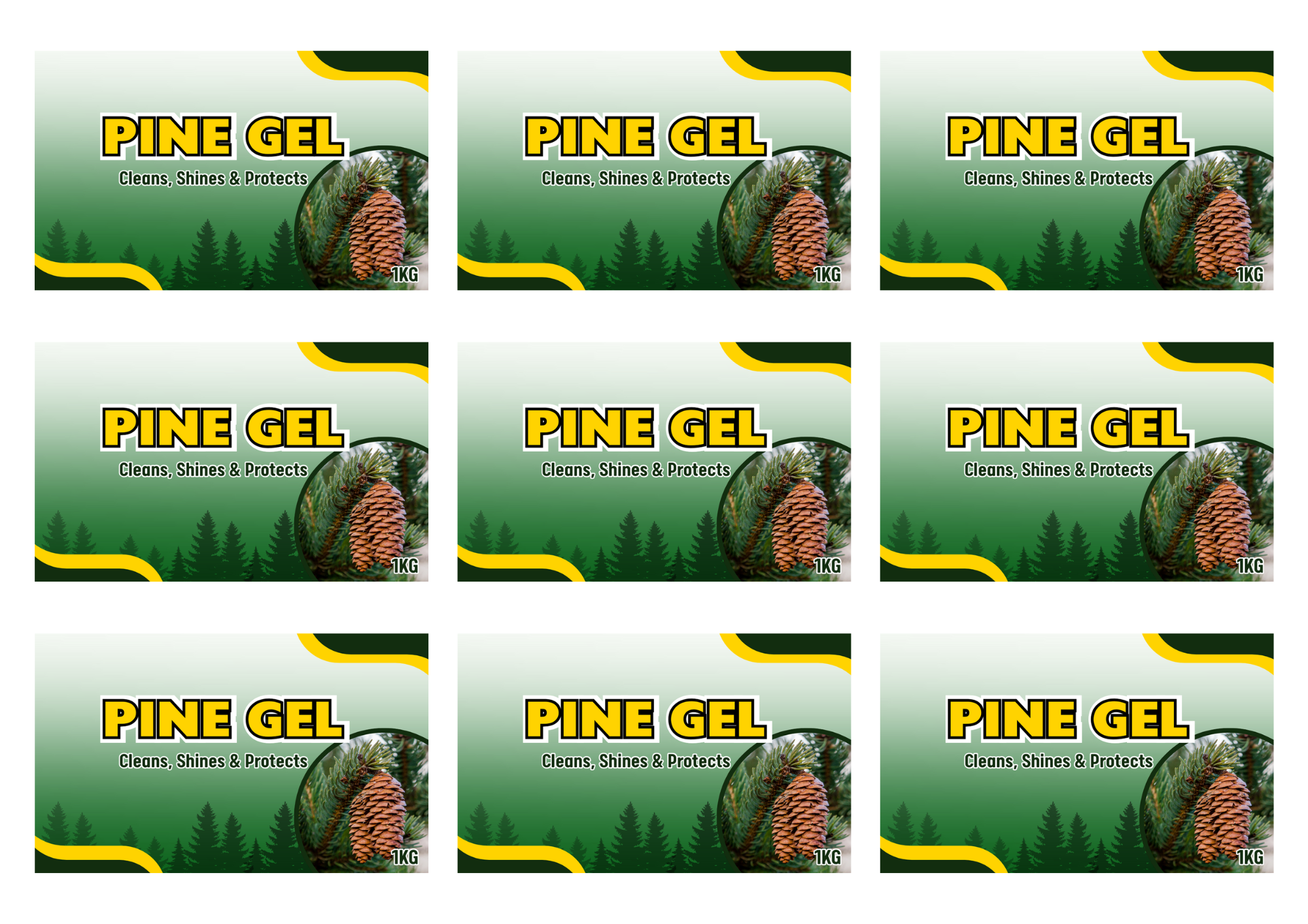 Pine Gel Cleaner Printed Label – Minimal Design